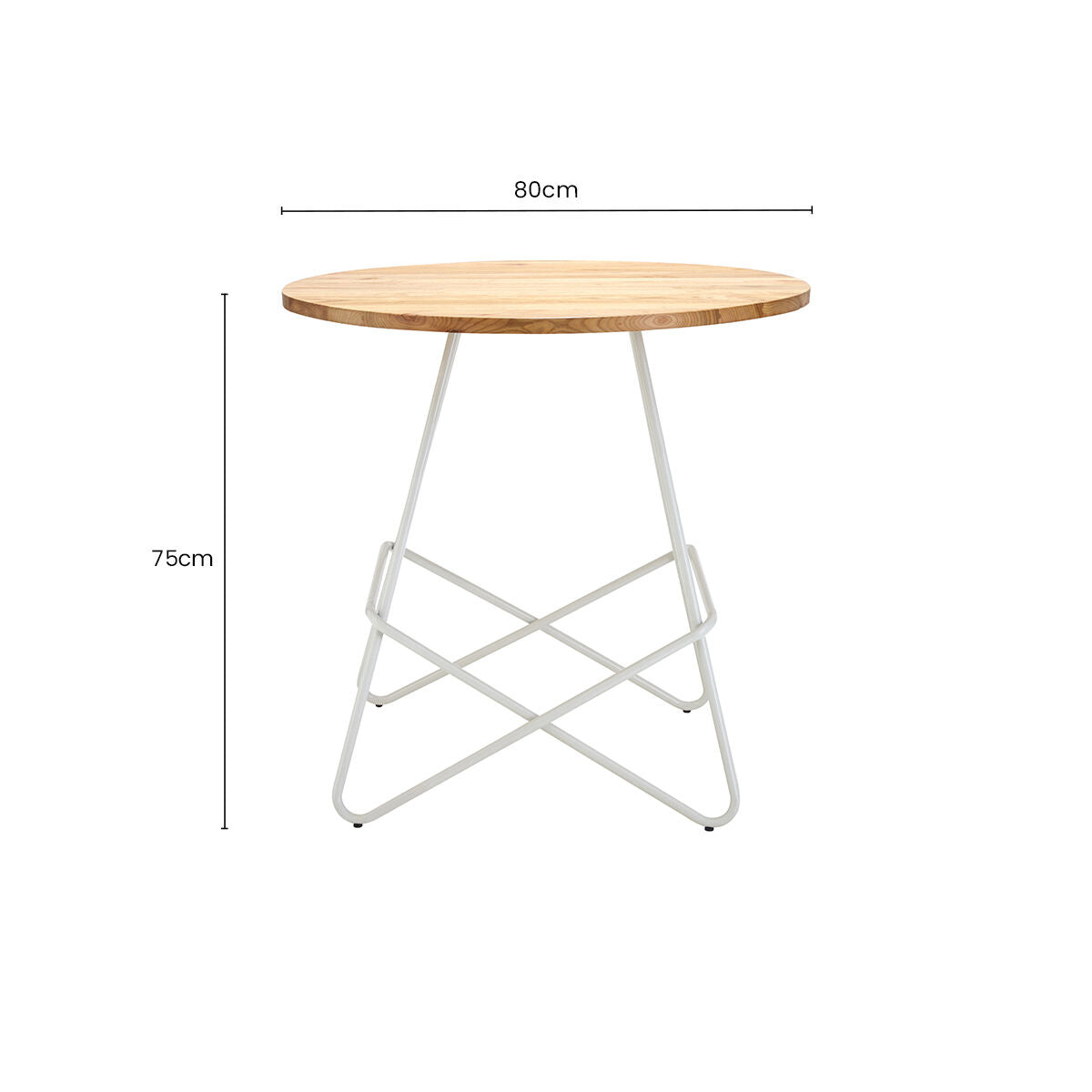 White Metal Legs and Natural Elm Wood Top Round Dining Table