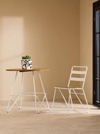 White Metal Legs and Natural Elm Wood Top Round Dining Table