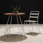 White Metal Legs and Natural Elm Wood Top Round Dining Table