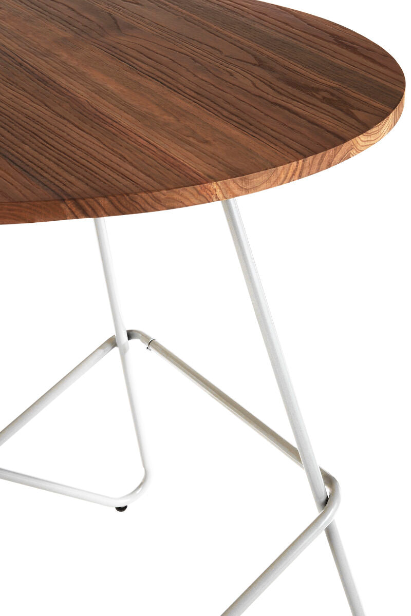 White Metal Legs and Natural Elm Wood Top Round Dining Table