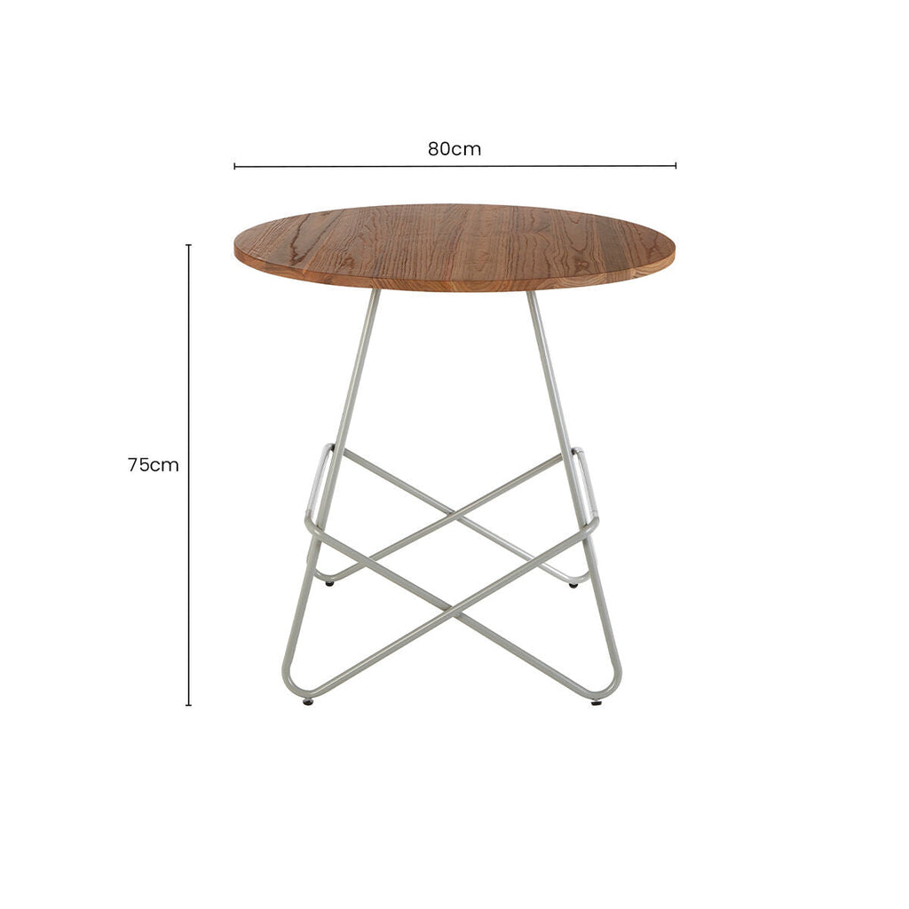 Grey Metal Legs and Natural Elm Wood Top Round Dining Table
