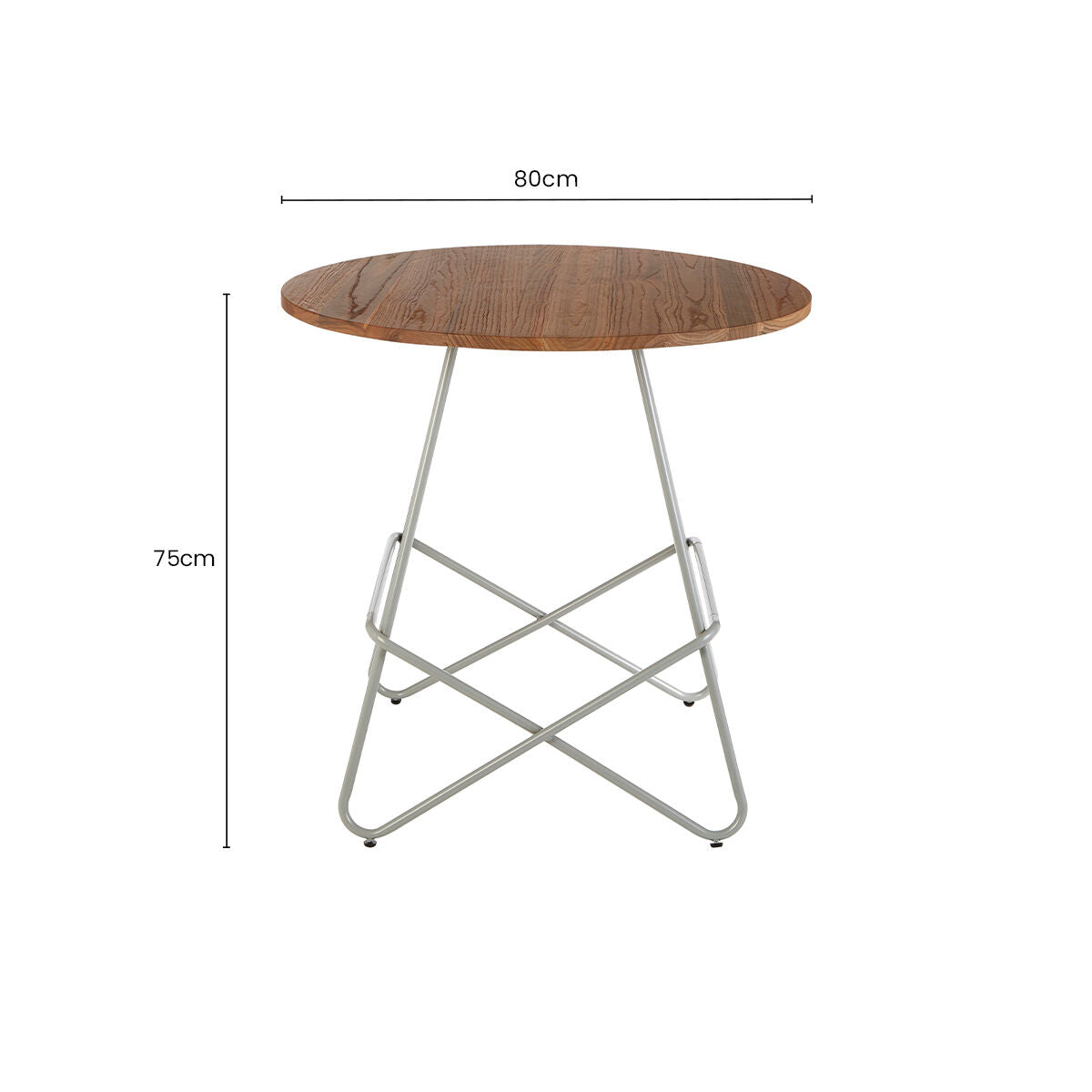 Grey Metal Legs and Natural Elm Wood Top Round Dining Table