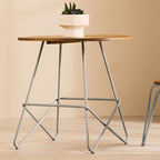 Grey Metal Legs and Natural Elm Wood Top Round Dining Table