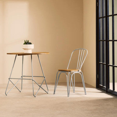 Grey Metal Legs and Natural Elm Wood Top Round Dining Table