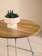 Grey Metal Legs and Natural Elm Wood Top Round Dining Table