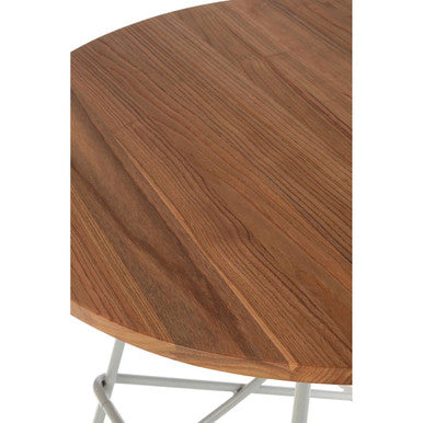 Grey Metal Legs and Natural Elm Wood Top Round Dining Table