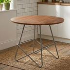 Grey Metal Legs and Natural Elm Wood Top Round Dining Table