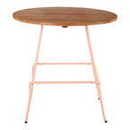 Pink Metal Legs and Natural Elm Wood Top Round Dining Table