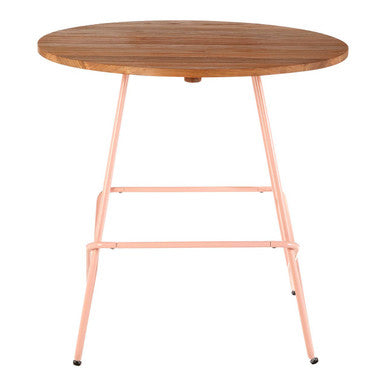 Pink Metal Legs and Natural Elm Wood Top Round Dining Table