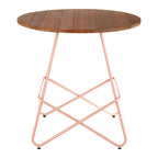 Pink Metal Legs and Natural Elm Wood Top Round Dining Table