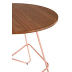 Pink Metal Legs and Natural Elm Wood Top Round Dining Table