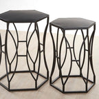 Black Finish Set of 2 Hourglass Side Tables