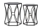 Black Finish Set of 2 Hourglass Side Tables