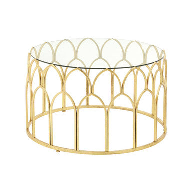 Gold Finish Coffee Table with Glass Top