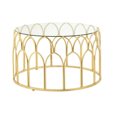 Gold Finish Coffee Table with Glass Top