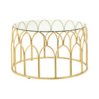 Gold Finish Coffee Table with Glass Top