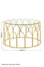 Gold Finish Coffee Table with Glass Top