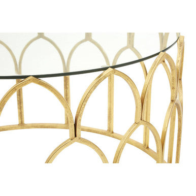Gold Finish Coffee Table with Glass Top
