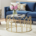 Gold Finish Coffee Table with Glass Top