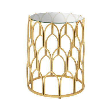 Gold Finish Side Table with Glass Top