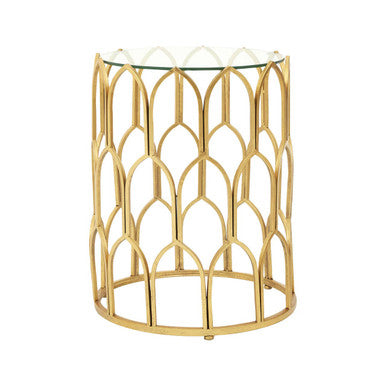Gold Finish Side Table with Glass Top