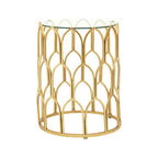 Gold Finish Side Table with Glass Top