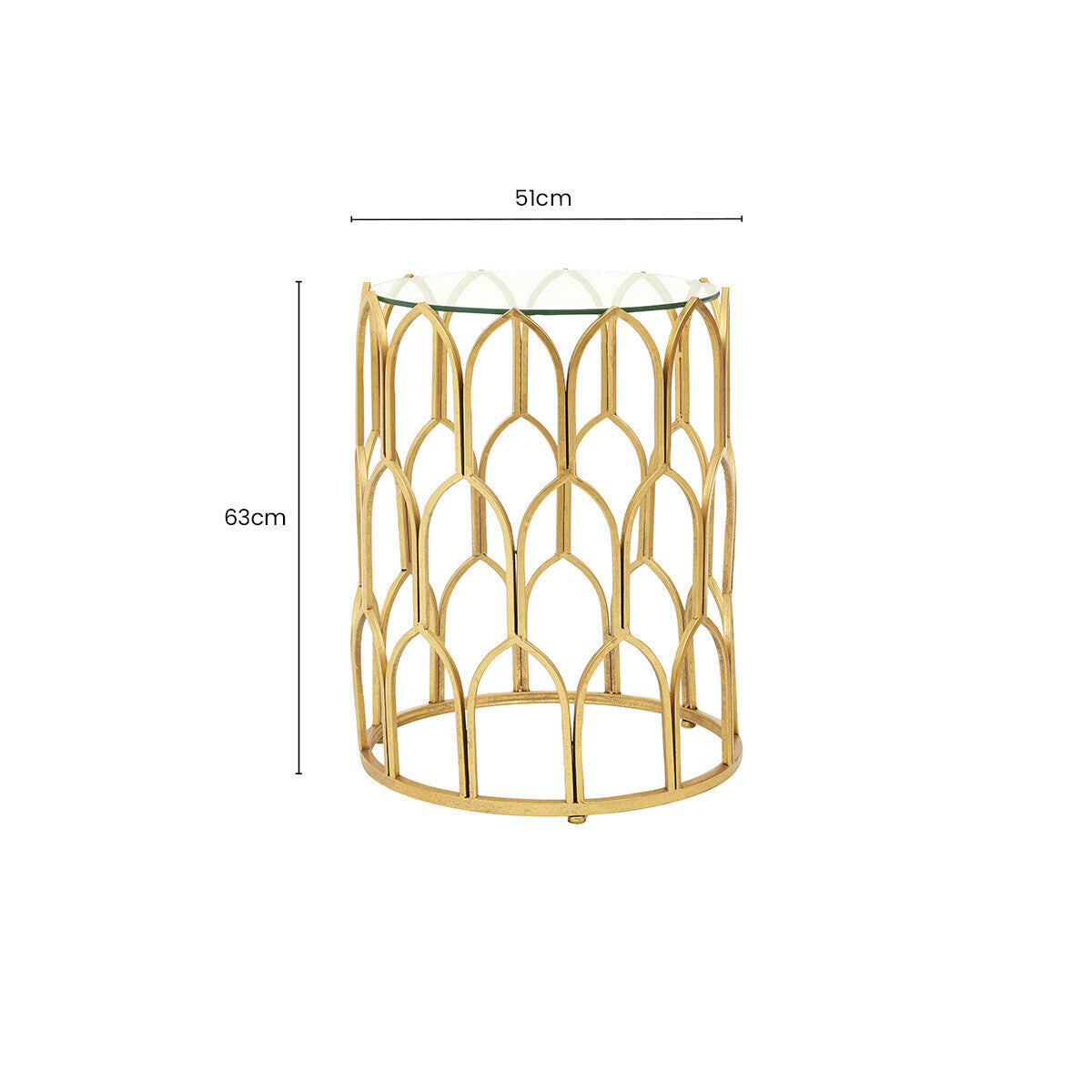 Gold Finish Side Table with Glass Top