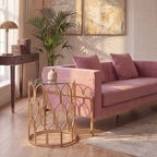 Gold Finish Side Table with Glass Top