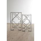 Silver Finish Set of 2 Side Tables with Mirrored Tops