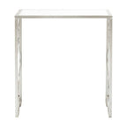 Silver Finish Set of 2 Side Tables with Mirrored Tops