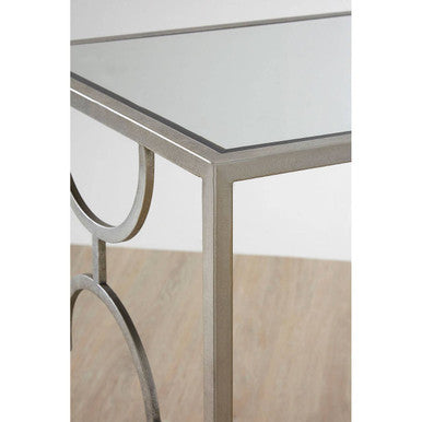 Silver Finish Set of 2 Side Tables with Mirrored Tops