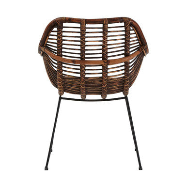 Natural Rattan Chair with Black Iron Legs