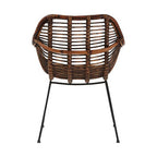 Natural Rattan Chair with Black Iron Legs