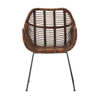 Natural Rattan Chair with Black Iron Legs
