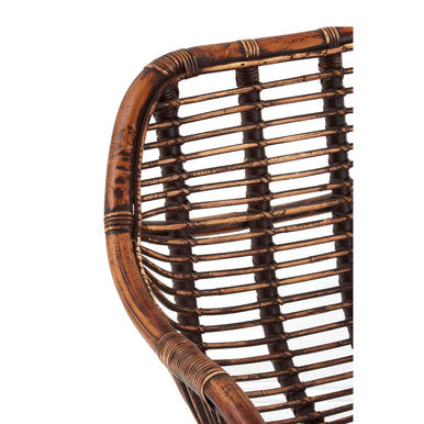 Natural Rattan Chair with Black Iron Legs