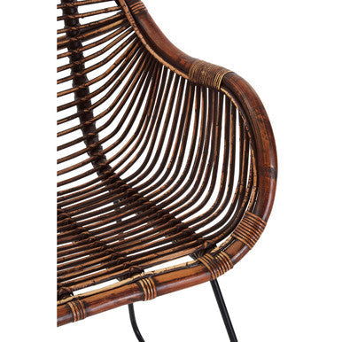 Natural Rattan Chair with Black Iron Legs