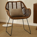 Natural Rattan Chair with Black Iron Legs