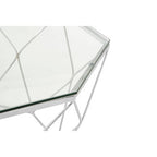 Clear Glass and Chrome Finish Hexagonal Coffee Table