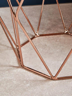 Amber Glass and Rose Gold Finish Hexagonal Side Table