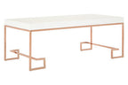 White High Gloss Coffee Table with Rose Gold Finish Legs