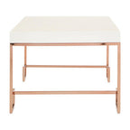 White High Gloss Coffee Table with Rose Gold Finish Legs