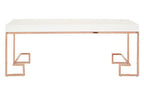 White High Gloss Coffee Table with Rose Gold Finish Legs