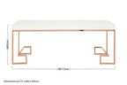 White High Gloss Coffee Table with Rose Gold Finish Legs