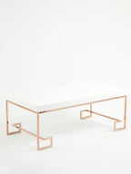 White High Gloss Coffee Table with Rose Gold Finish Legs