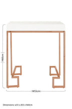 White High Gloss Side Table with Rose Gold Finish Legs