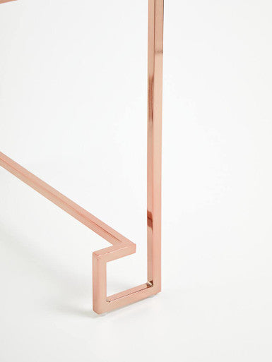 White High Gloss Side Table with Rose Gold Finish Legs
