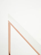 White High Gloss Side Table with Rose Gold Finish Legs