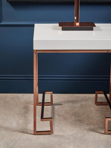 White High Gloss Side Table with Rose Gold Finish Legs