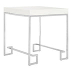 White High Gloss Side Table with Chrome Finish Legs