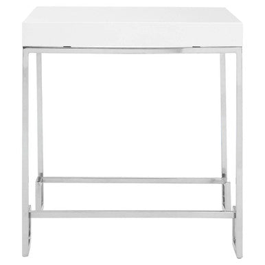 White High Gloss Side Table with Chrome Finish Legs